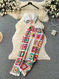 Knitted Mini Camis+Elastic Waist Long Pants 2pc
