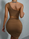 Hollow Out One Shoulder Strap Dress