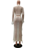 Hallow Out V Neck Maxi Dress-PS