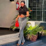 Block Stripes High Waist Pants