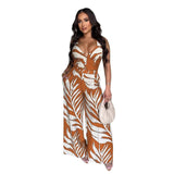 Print Halter Sleeveless Crop Shirt and Wide Leg Pants 2PC