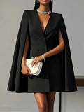 Double-breasted Shawl Cloak Dress