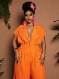 Lapel Collar Wide Leg Jumpsuit