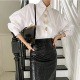 Sharp Corner Collar Loose Long Sleeve Blouse