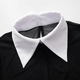 Polo Neck Long Sleeve Splice Sheer Slim Dress