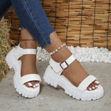 Thick Heel Buckle Solid Color Non-slip Casual Sandal