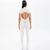 Short Sleeved One-Piece Suit Half Zipper Gym Yoga Set