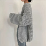 Lantern Sleeve Open Knit Cardigan