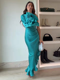 One-shoulder Ruffle Hem Dress