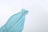 Turtleneck Velvet Ruched Tassel Hem Dress