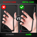 Magnetic Tempered Glass Privacy Metal Case For iphone 14 13 12 XR 11 Pro MAX X 7 8 6 6S- Black