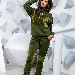 Hoodied Sweatshirt Pockets Pants Sweatsuit