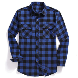 Plaid Flannel Shirt Long-Sleeved -men