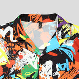 Mens Print Short Sleeve Turn-down Collar Shirt