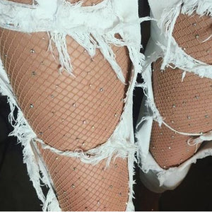 Crystal Rhinestone Lingerie Stockings