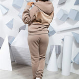 Hoodied Sweatshirt Pockets Pants Sweatsuit