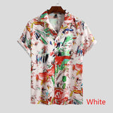 Mens Print Short Sleeve Turn-down Collar Shirt