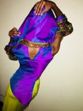 Purple Printed Sleeved Hood-YMYH
