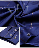 Plaid Long Sleeve Slim Fit Dress Shirts- Men