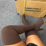 Knitted Elastic Socks Thigh High Boots