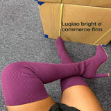 Knitted Elastic Socks Thigh High Boots