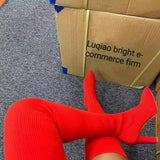 Knitted Elastic Socks Thigh High Boots