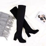 Thigh High Zip Up Thick Heel Boots