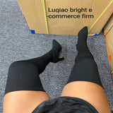 Knitted Elastic Socks Thigh High Boots