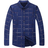 Plaid Long Sleeve Slim Fit Dress Shirts- Men