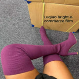 Knitted Elastic Socks Thigh High Boots