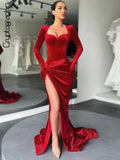 Cryptographic Elegant Gloves Sleeve Velvet Ruched Dresses
