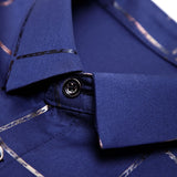 Plaid Long Sleeve Slim Fit Dress Shirts- Men