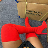 Knitted Elastic Socks Thigh High Boots