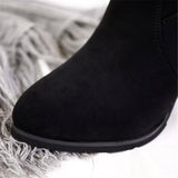 Thigh High Zip Up Thick Heel Boots