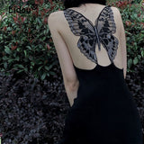 Backless Butterfly Embroidery Hollow Out Deep V-neck Gown