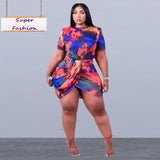 Tie Dye Short Sleeve Irregular Mini Dress-PS