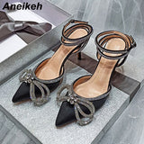 Butterfly-Knot Cross-Tied Crystal Pointed Toe Heels