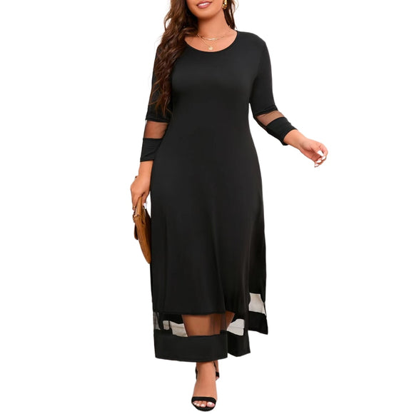 Long Sleeve Loose Comfy Long Dress with Pockets-PS