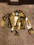 Loose Turn-down Collar Leopard Print Blouse