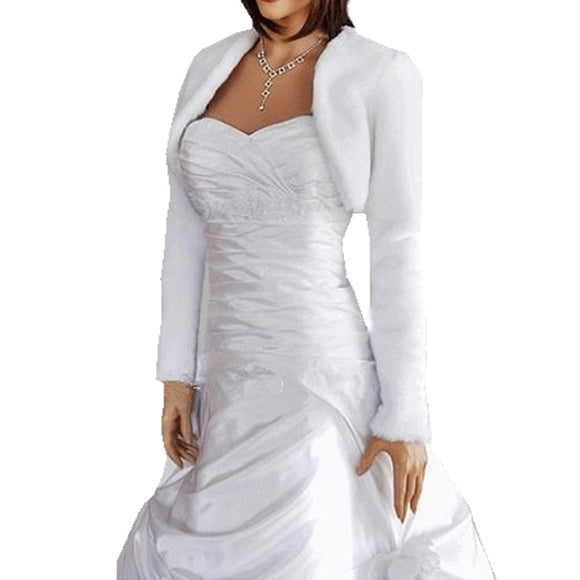 White / Ivory Faux Fur Wraps With Long Sleeves