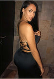 Satin backless lace up Slim fit dress