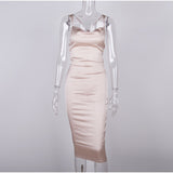 Satin backless lace up Slim fit dress