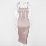 Satin backless lace up Slim fit dress