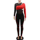 2 Piece Neon Jogger Mesh Patchwork Tracksuit Set