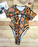 African Printed High Cut Thong Brazilian SwimSuit