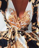 Boho Wrap Maxi Loose Floral Print V-neck Dress