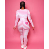 Long Sleeve Button Up Pajama Jumpsuit