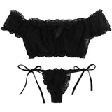 Lace Up Erotic 2pc Lingerie Swimsuit
