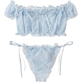 Lace Up Erotic 2pc Lingerie Swimsuit