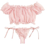 Lace Up Erotic 2pc Lingerie Swimsuit